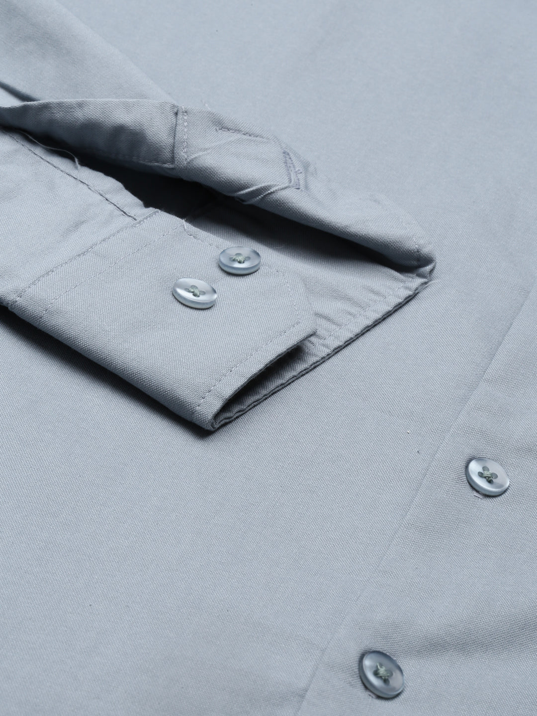 Steel Blue Chinese Collar Casual Shirt Solid Shirt Bushirt