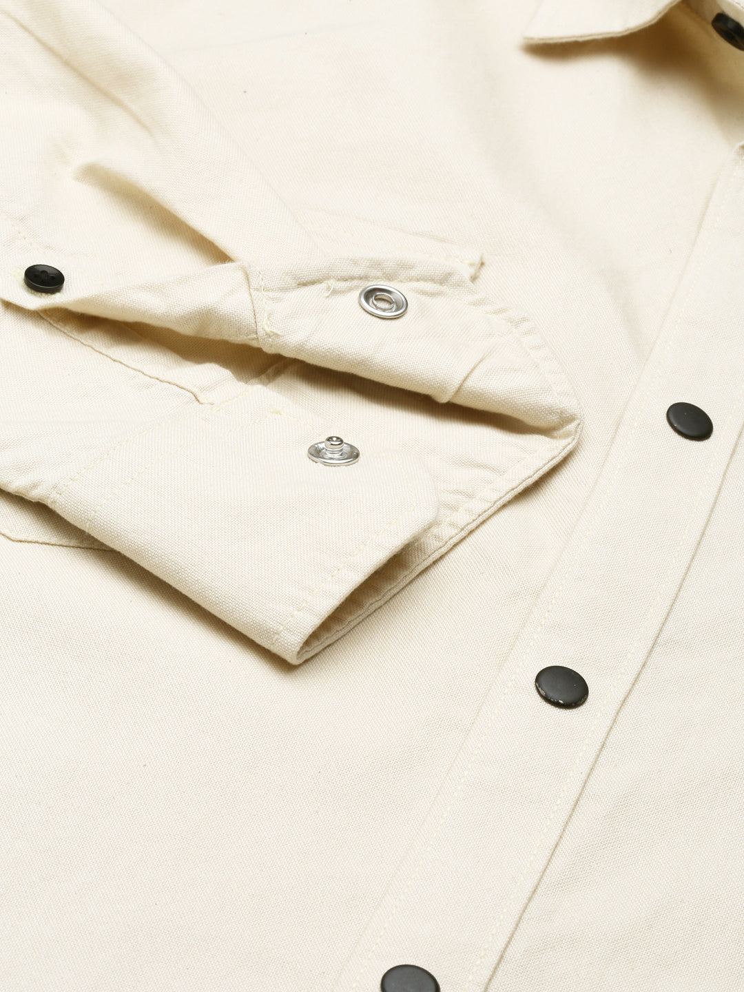 Cream Cargo Shirt Solid Shirt Bushirt