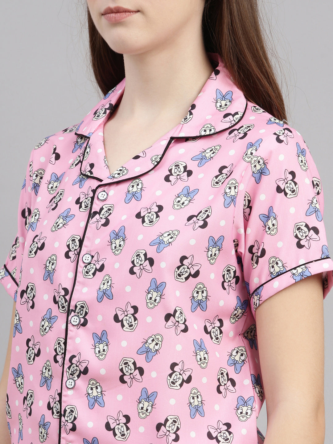 Mickey Mouse Pale Pink Women's Night Suits Women's Night Suit Bushirt