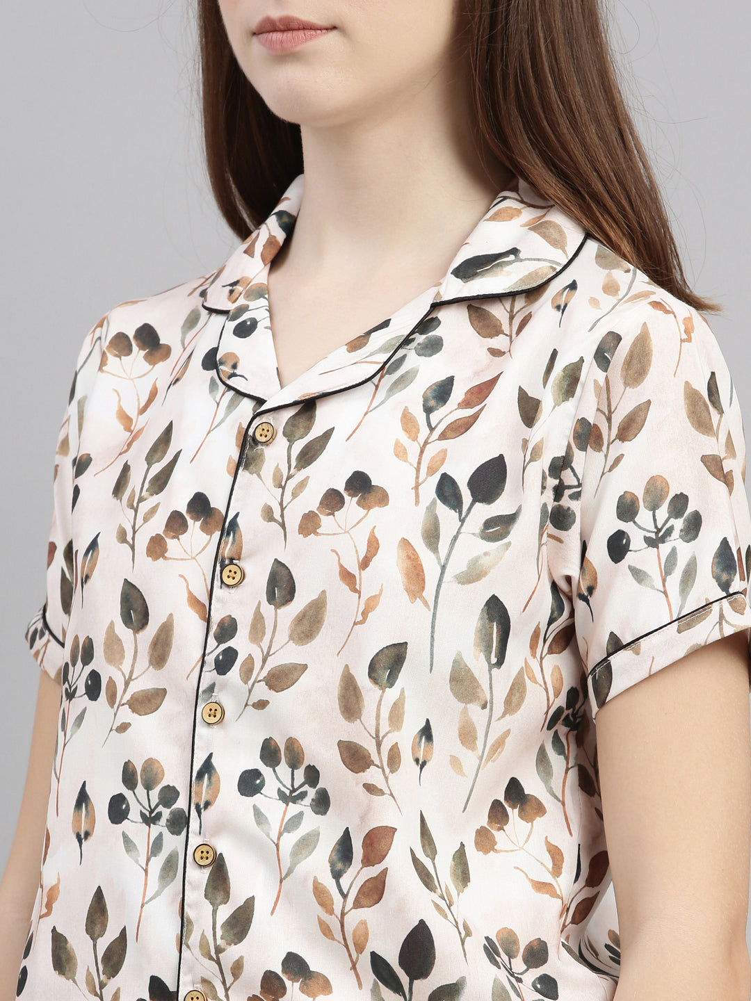 All Over Printed Ivory Women's Night Suits Women's Night Suit Bushirt