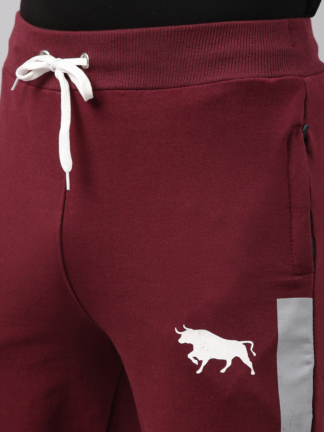 Maroon Solid Side Block Joggers Men's Joggers Bushirt