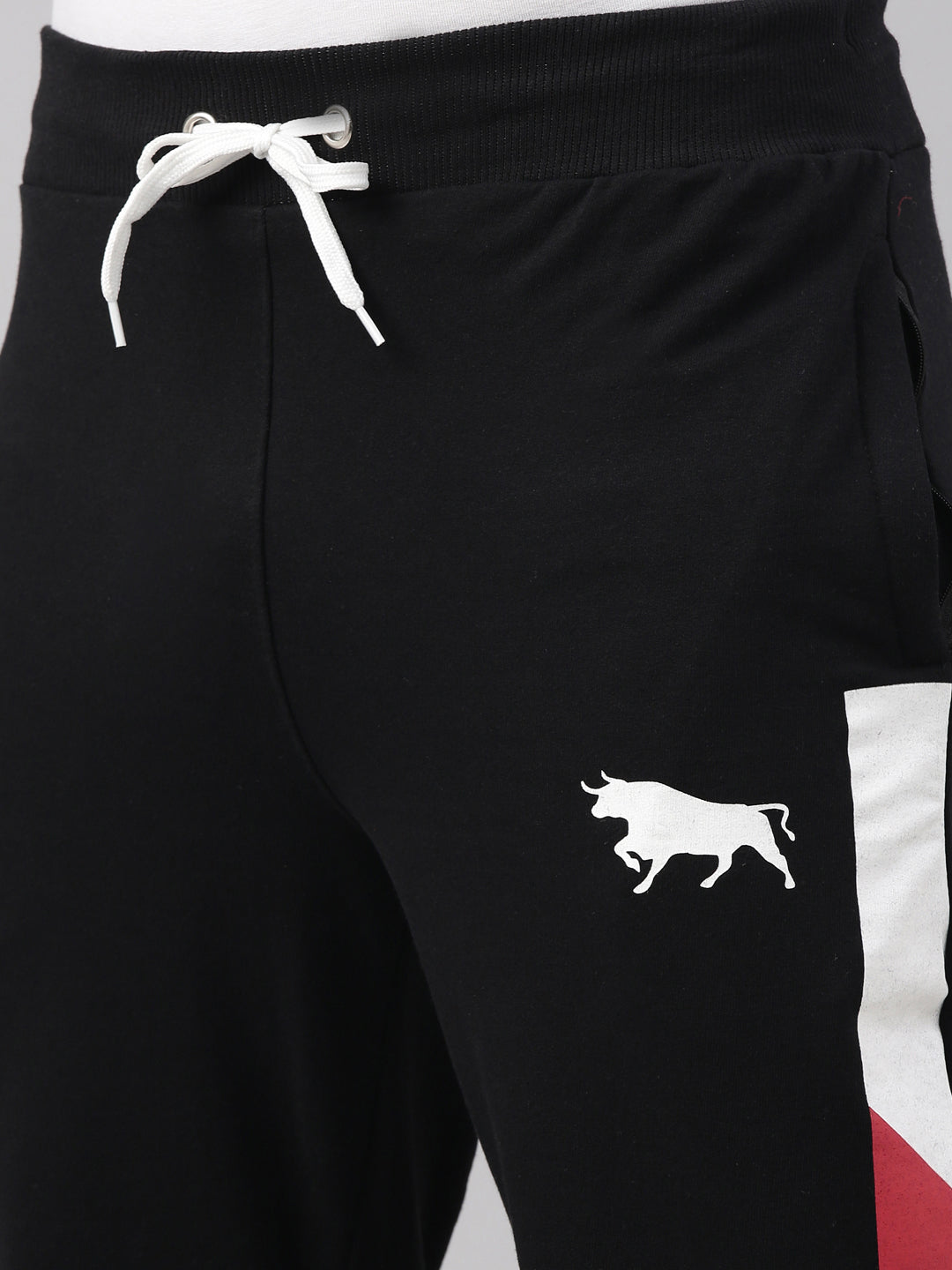 Black Solid Side Block Joggers Men's Joggers Bushirt