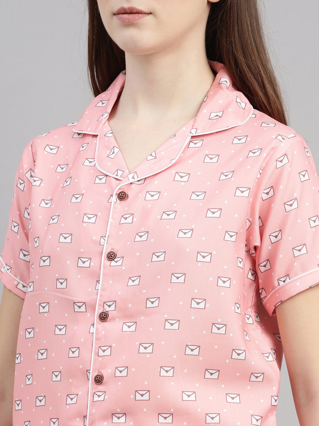 Love Letter Light Peach Women's Night Suits Women's Night Suit Bushirt