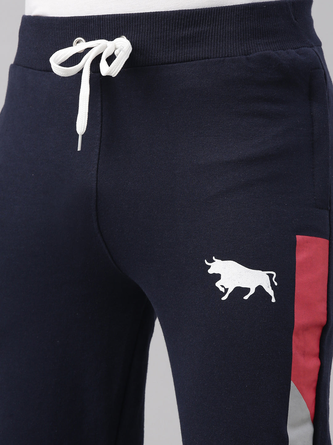 Navy Blue Solid Side Block Joggers Men's Joggers Bushirt