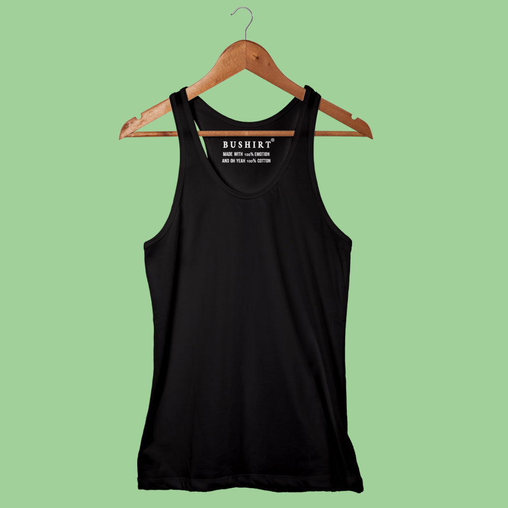 Black Sleeveless T-Shirt Vest Bushirt