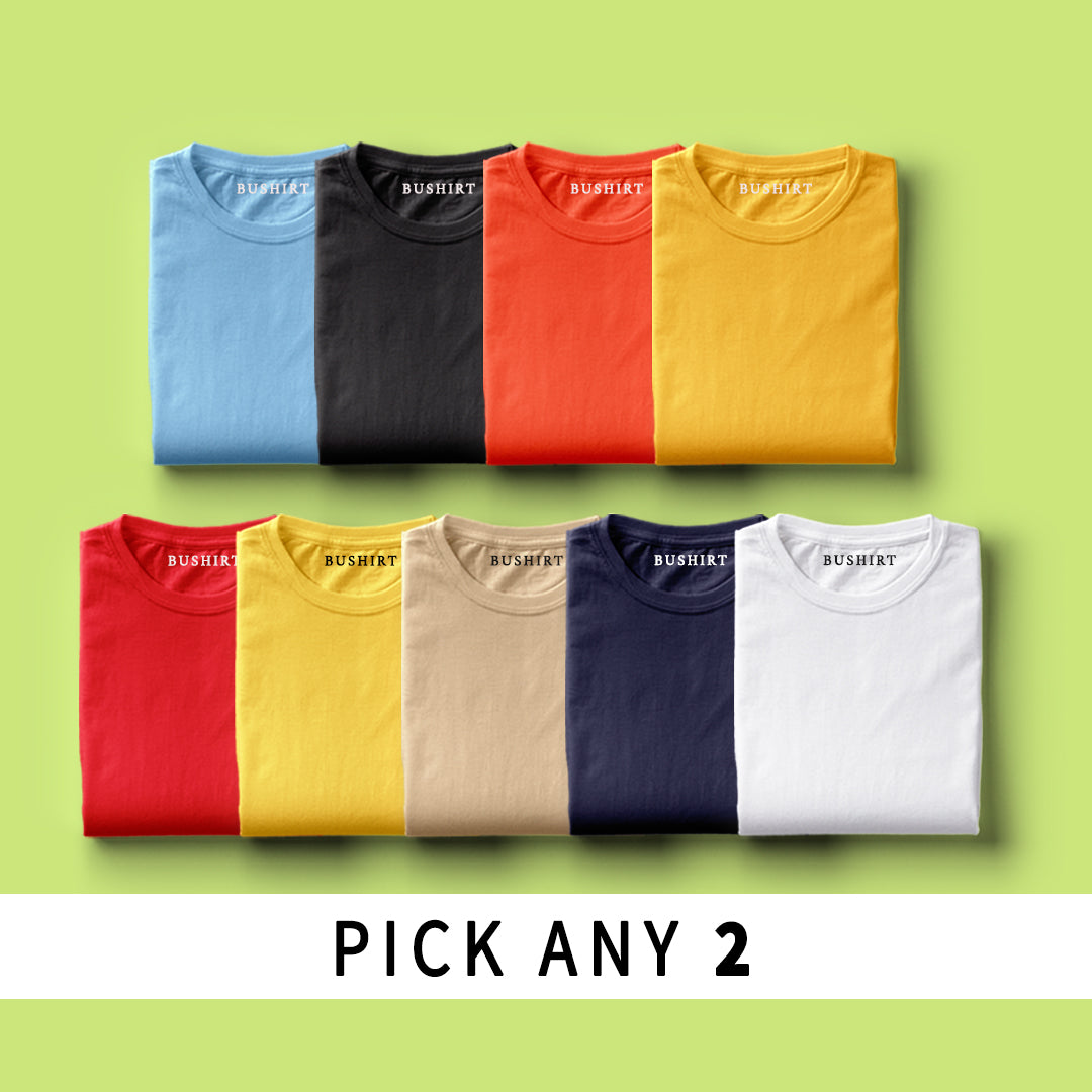 Solid T-Shirts - Pick Any 2 Plain T-Shirts Bushirt