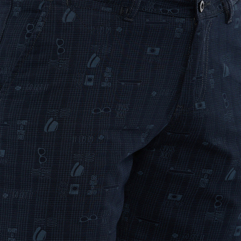 Blue Printed Chino Men's Shorts Bushirt   