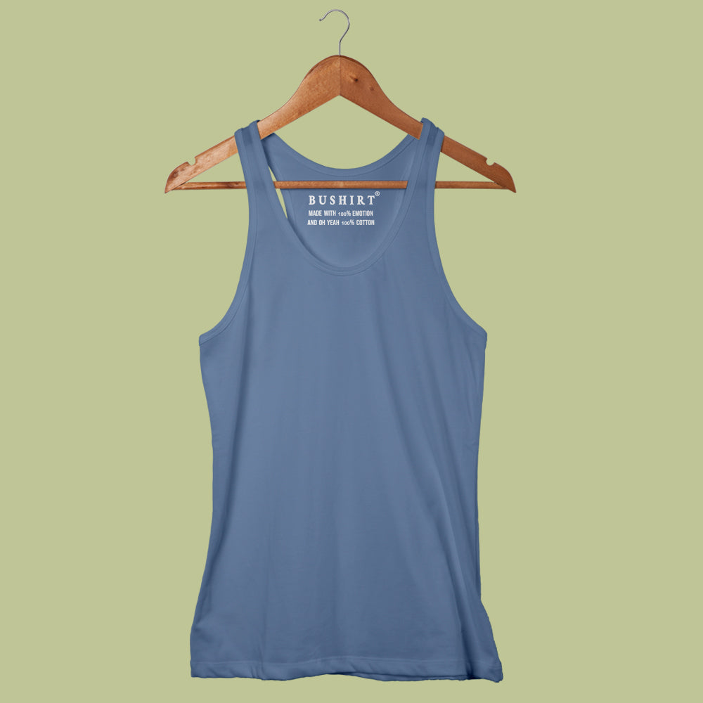 Turquoise Blue Sleeveless T-Shirt Vest Bushirt
