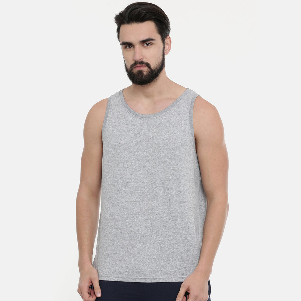 Dark Grey Sleeveless T-Shirt Vest Bushirt