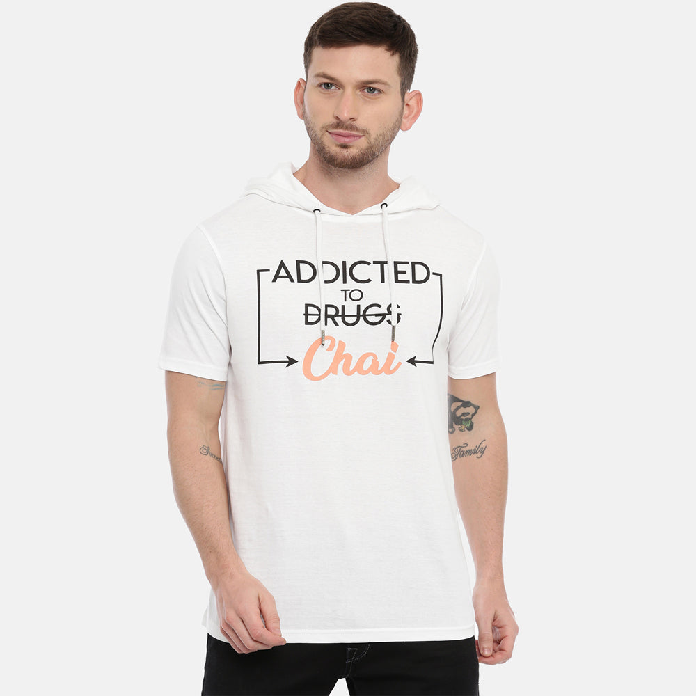 Addicted To chai Mustard Half Sleeves Hoodies Hoodies Bushirt