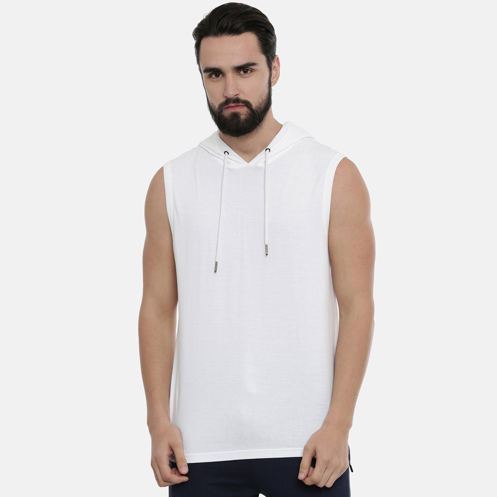 White Sleeveless Hoodies Hoodies Bushirt