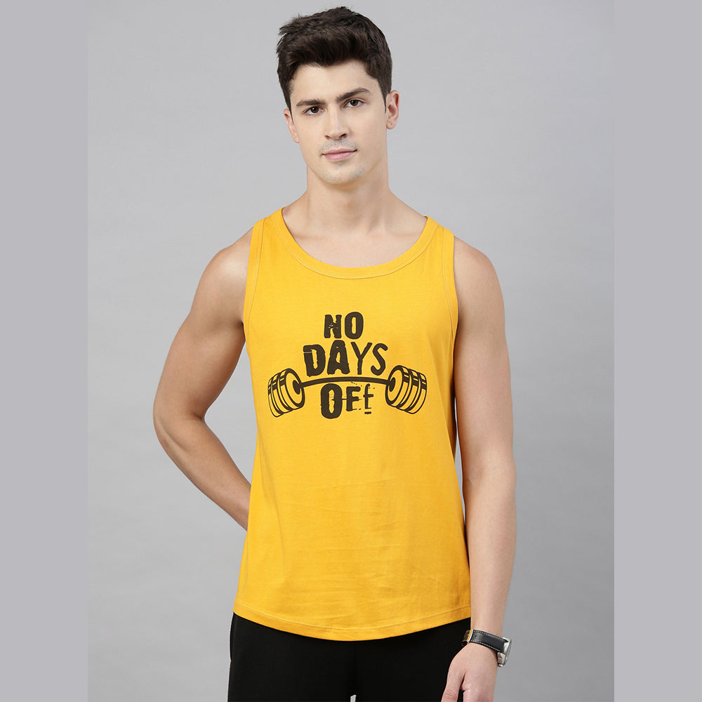 No Day Off Mustard Sleeveless T-Shirt Vest Bushirt