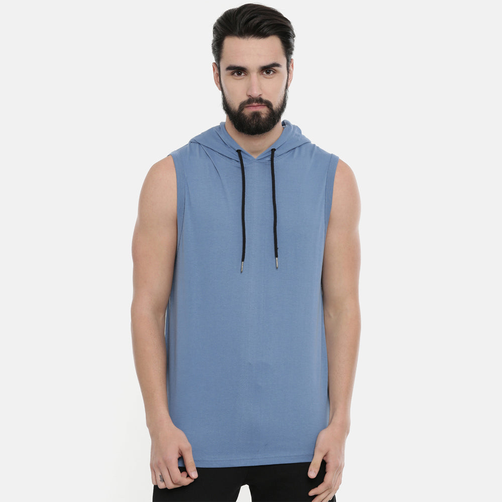 Turquoise Blue Sleeveless Hoodies Hoodies Bushirt