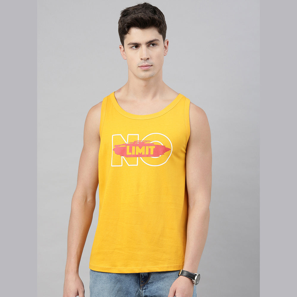 No Limit Mustard Sleeveless T-Shirt Vest Bushirt