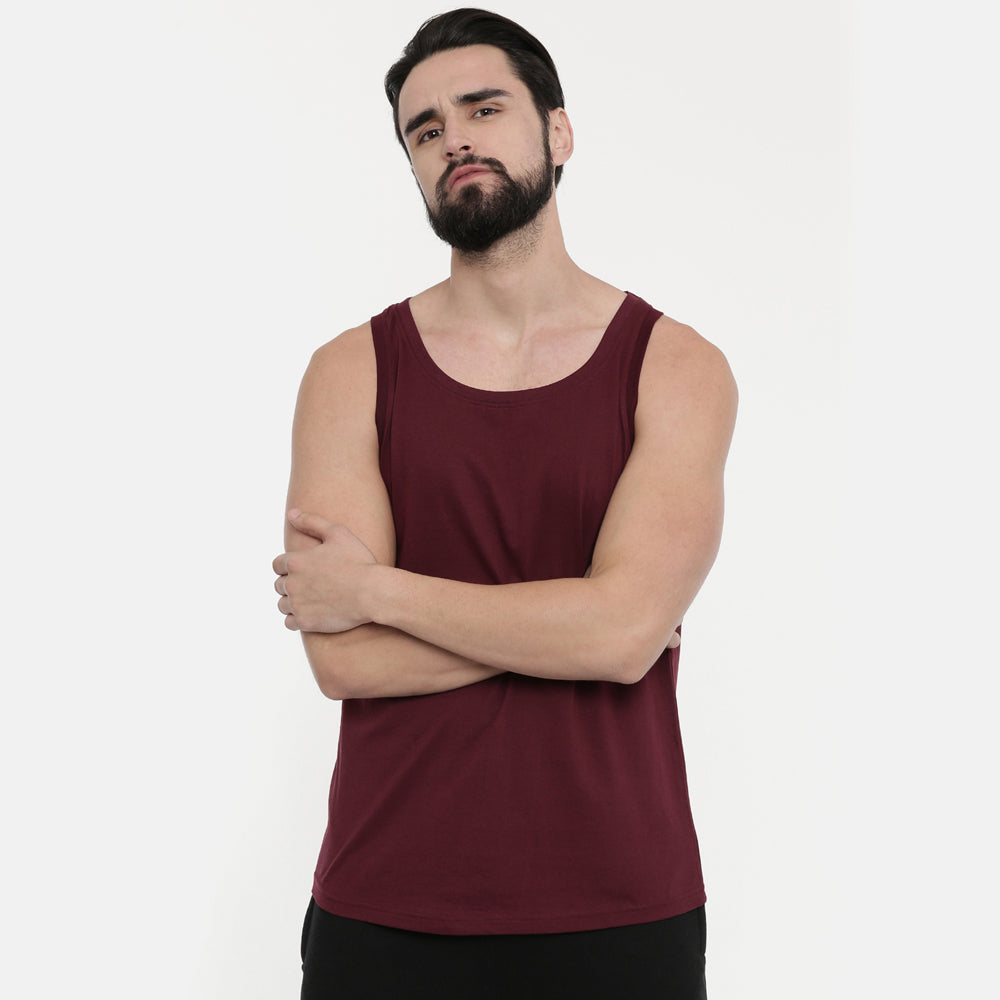 Maroon Sleeveless T-Shirt vest Bushirt