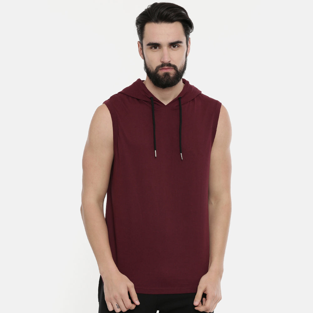 Maroon Sleeveless Hoodies