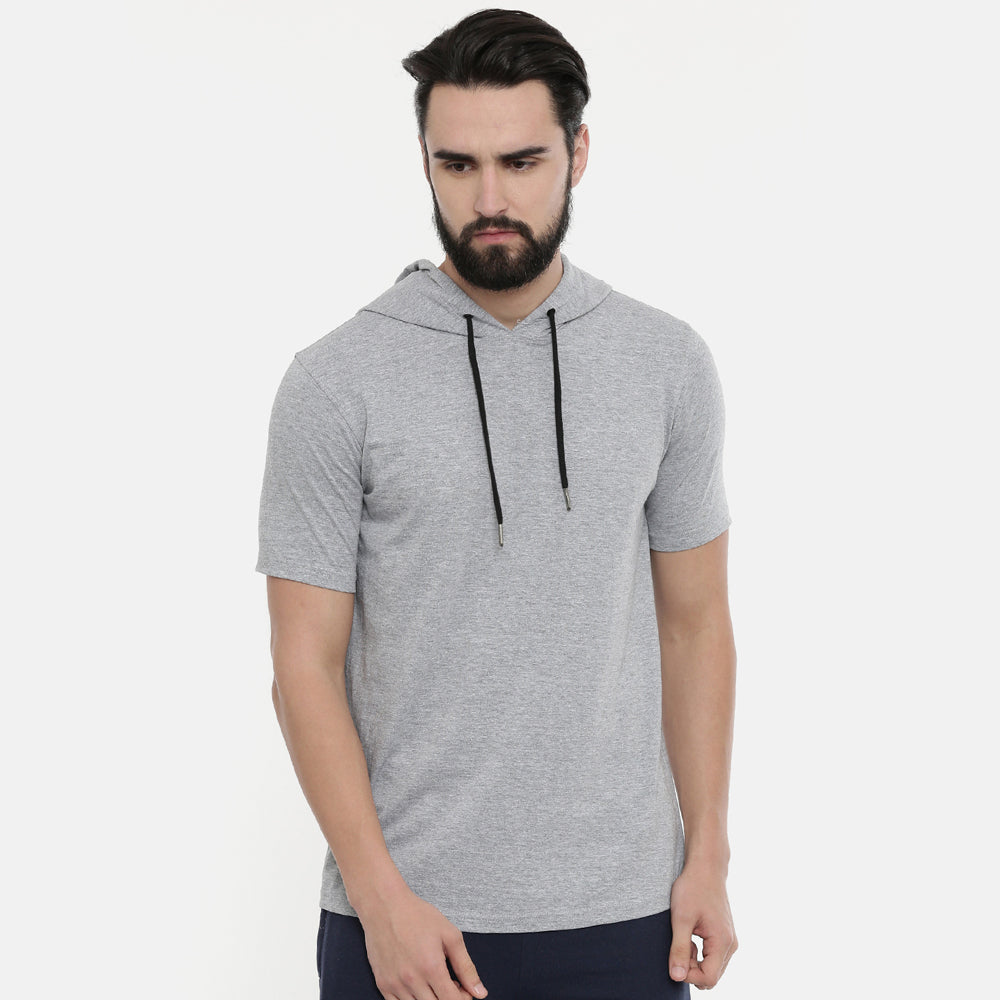 Millange Grey Half Sleeve Hoodies Hoodies Bushirt