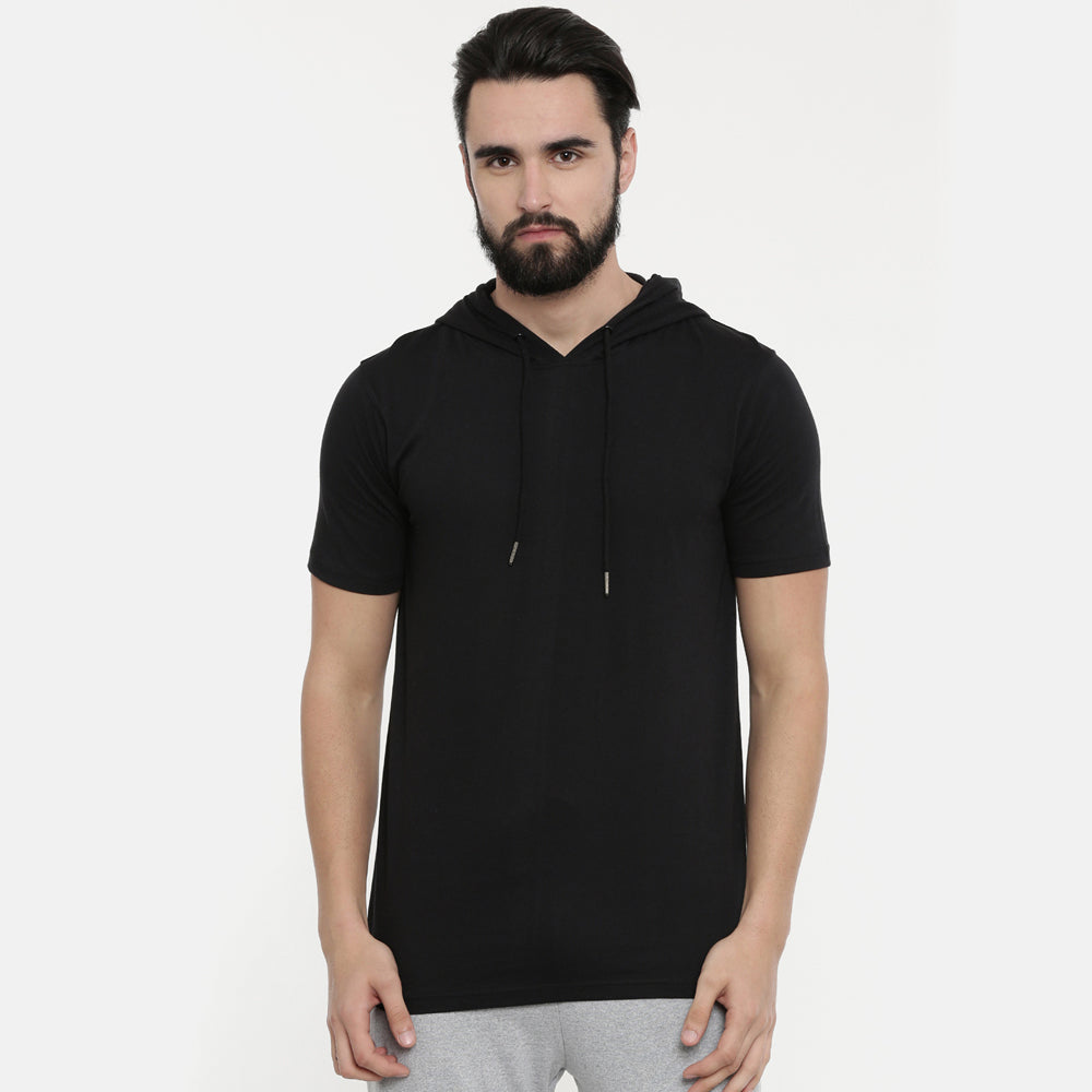 Black Half Sleeves Hoodies Hoodies Bushirt