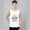Wake Up & Work Out White Sleeveless T-Shirt Vest Bushirt