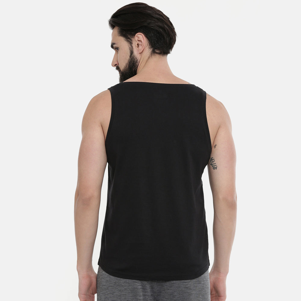 Black Sleeveless T-Shirt Vest Bushirt