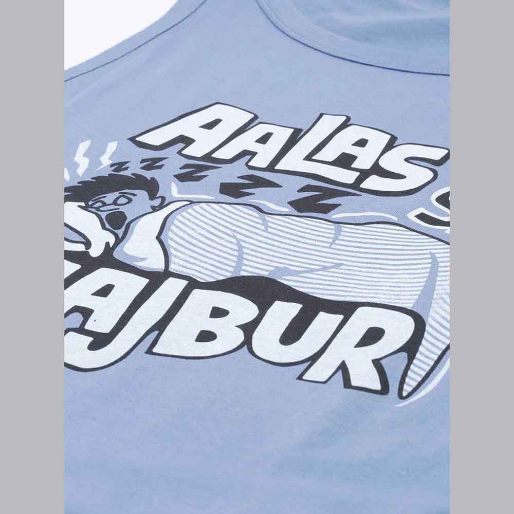 Aalas Majbor Turquoise Blue Sleeveless T-Shirt Vest Bushirt