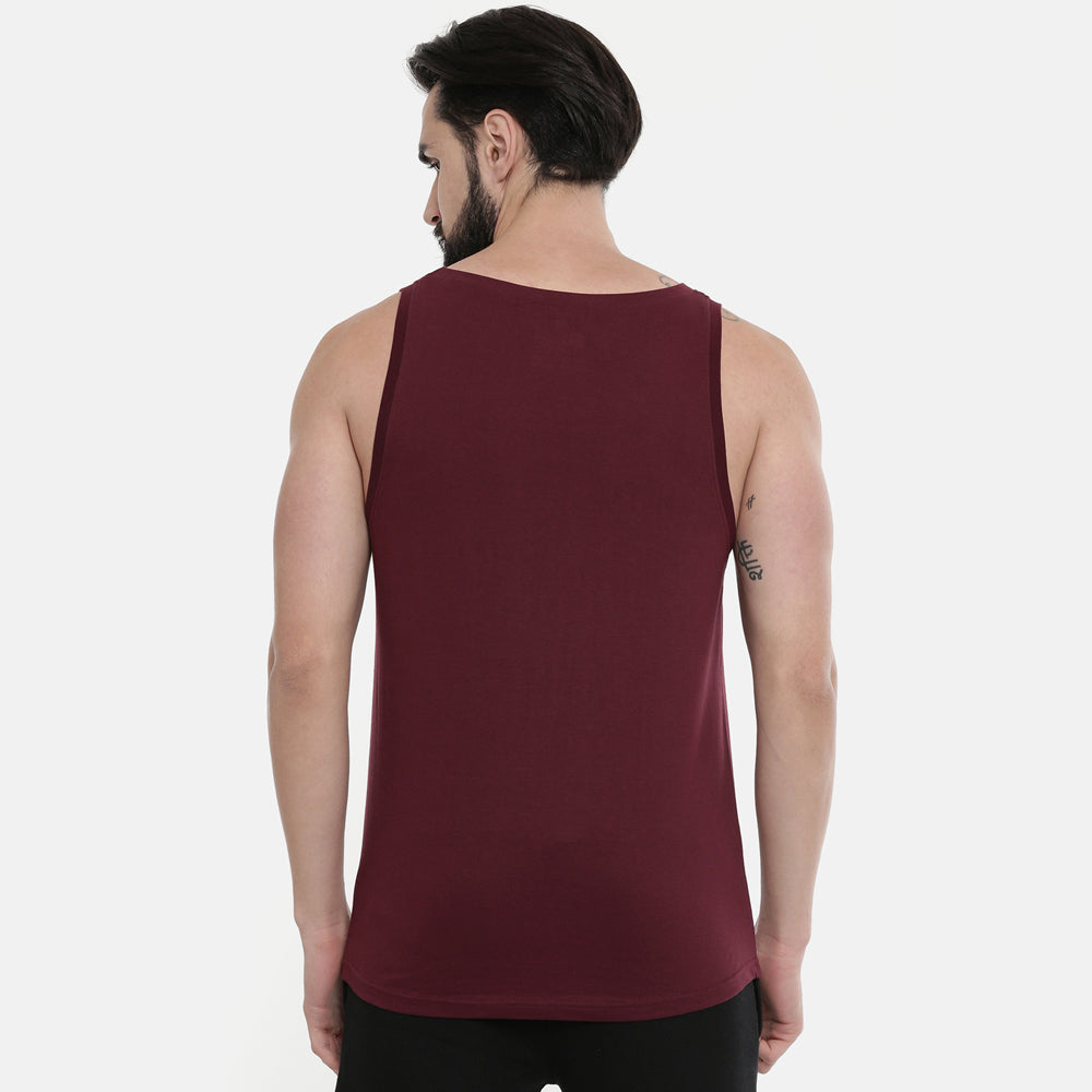 Maroon Sleeveless T-Shirt vest Bushirt