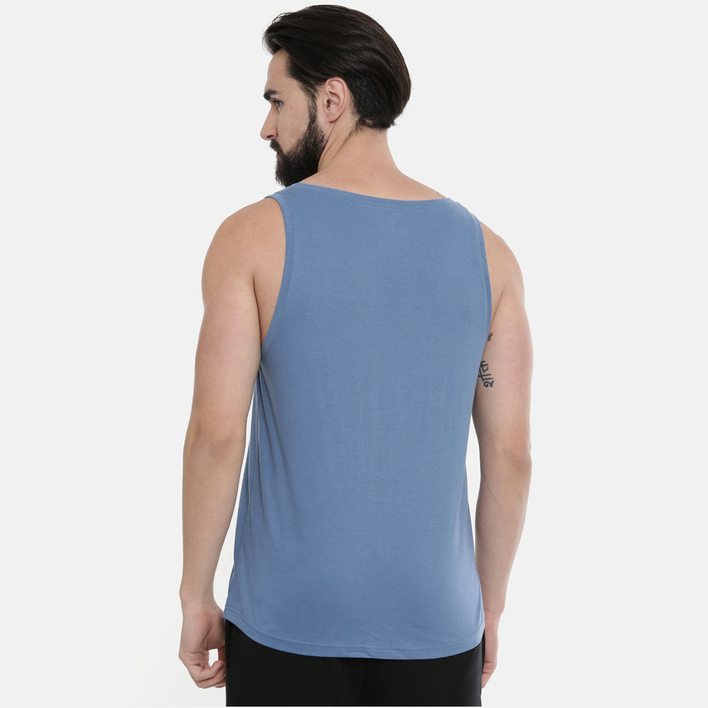 Turquoise Blue Sleeveless T-Shirt Vest Bushirt