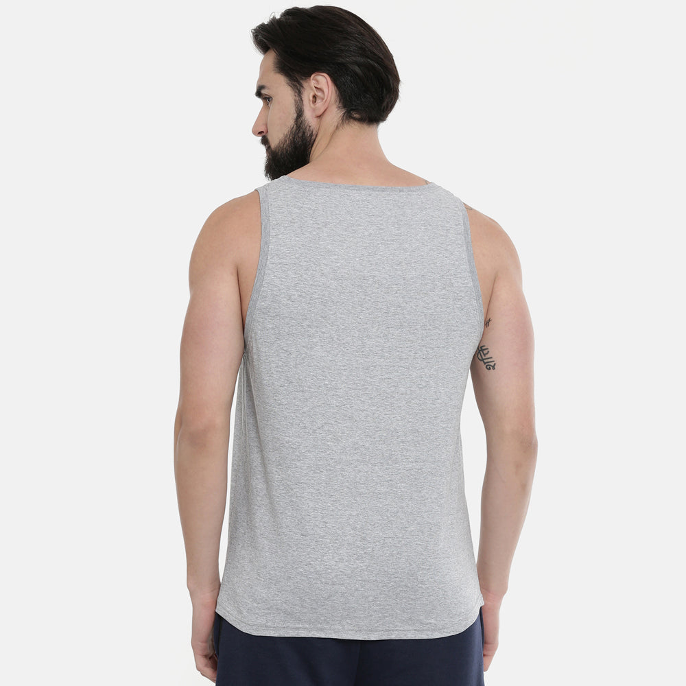 Dark Grey Sleeveless T-Shirt Vest Bushirt