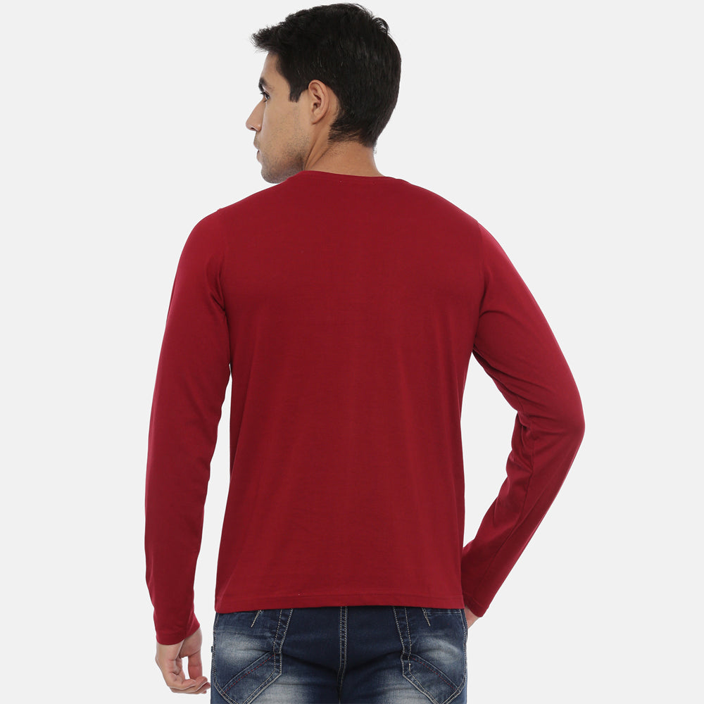 Maroon Full Sleeves Solid T-Shirt Full Sleeves Bushirt