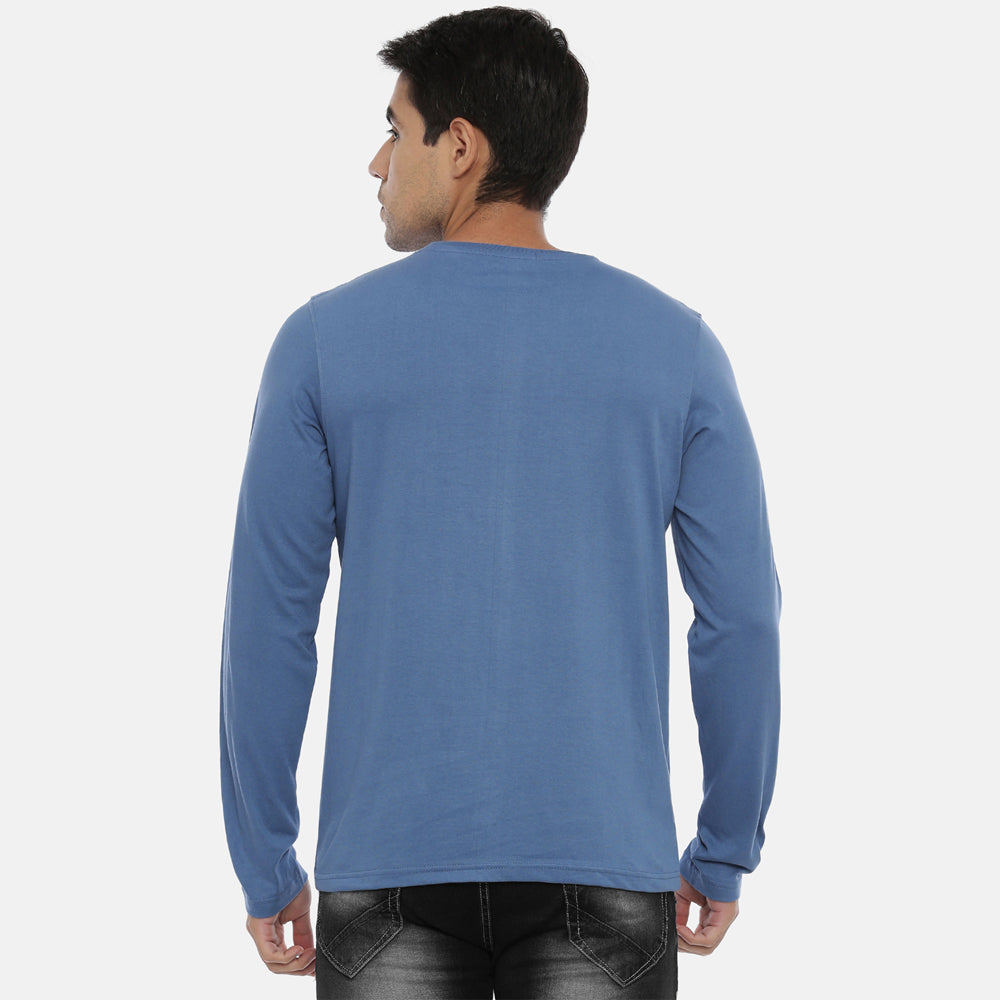 Turquoise Blue Full Sleeves Solid T-Shirt Full Sleeves Bushirt