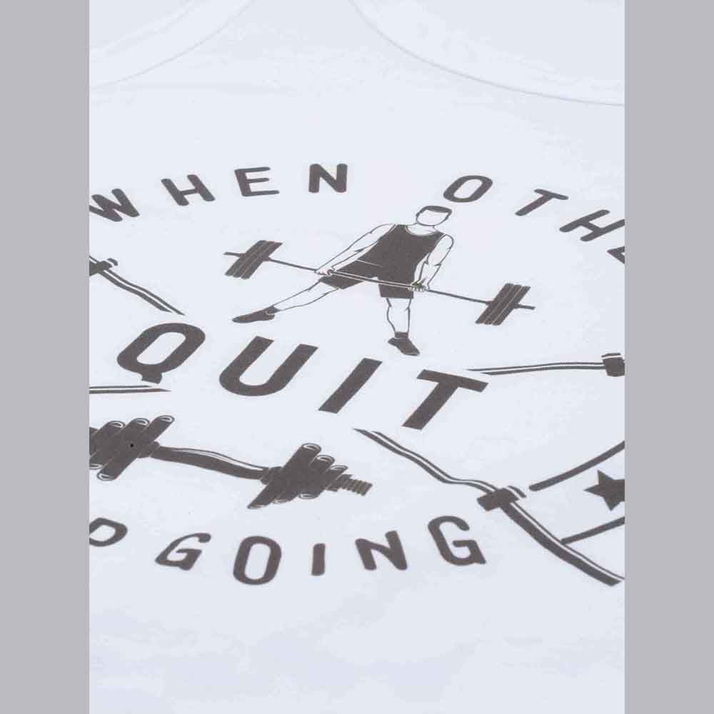 Quit White Sleeveless T-Shirt Vest Bushirt