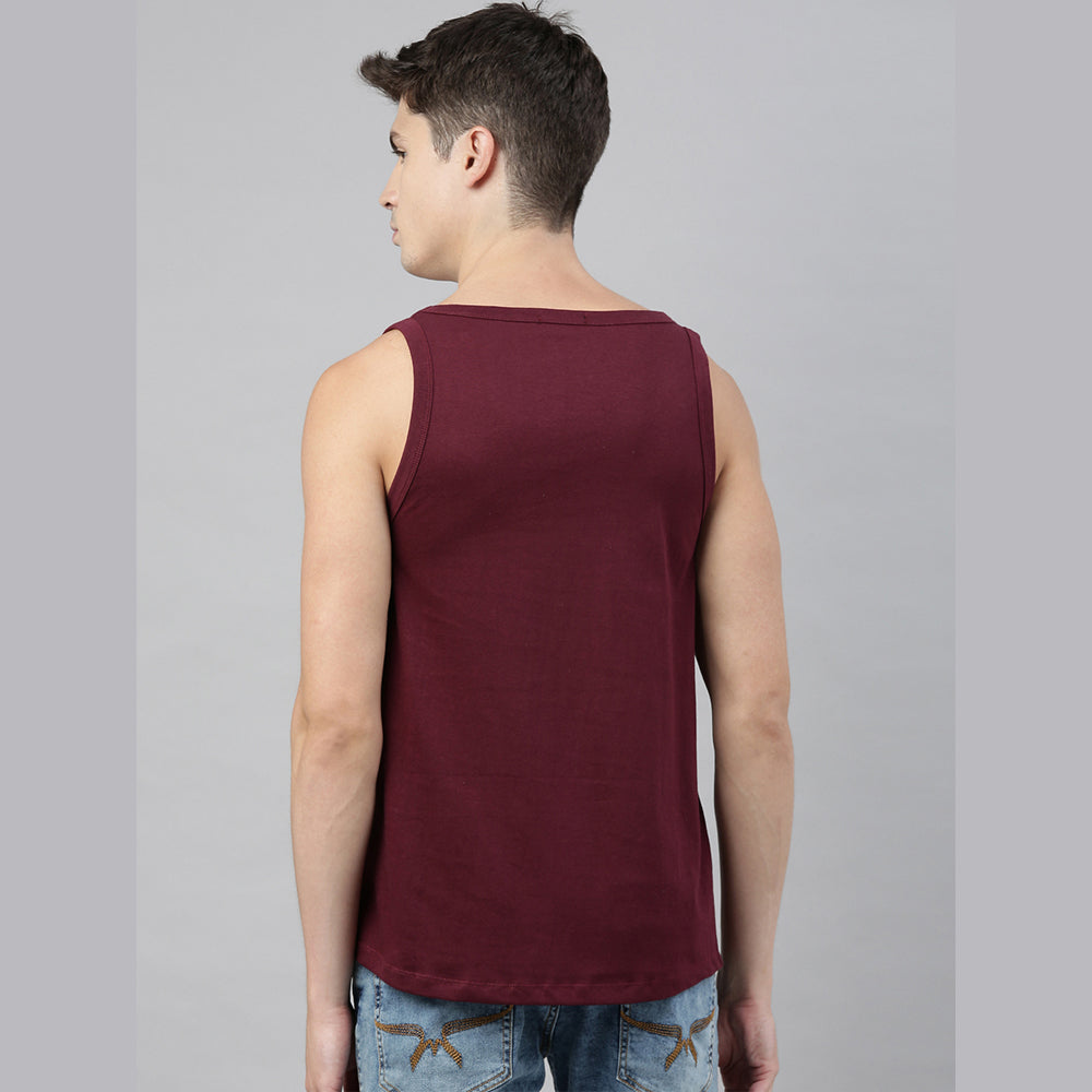 Six Pack Inside Maroon Sleeveless T-Shirt Vest Bushirt