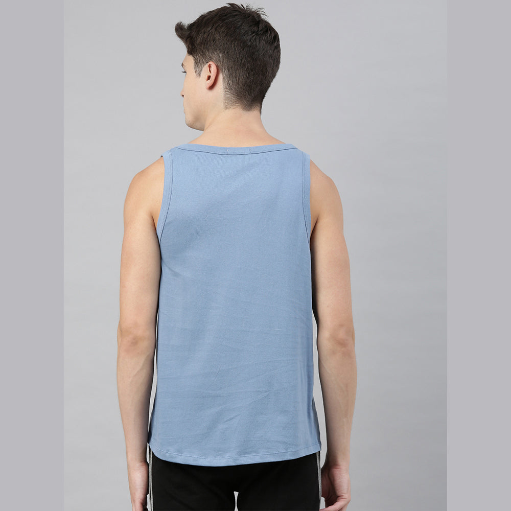 Aalas Majbor Turquoise Blue Sleeveless T-Shirt Vest Bushirt