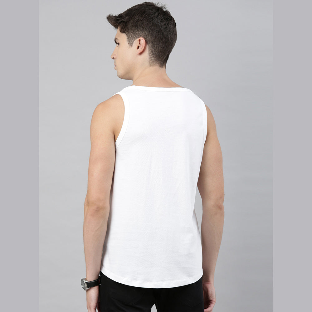 Wake Up & Work Out White Sleeveless T-Shirt Vest Bushirt