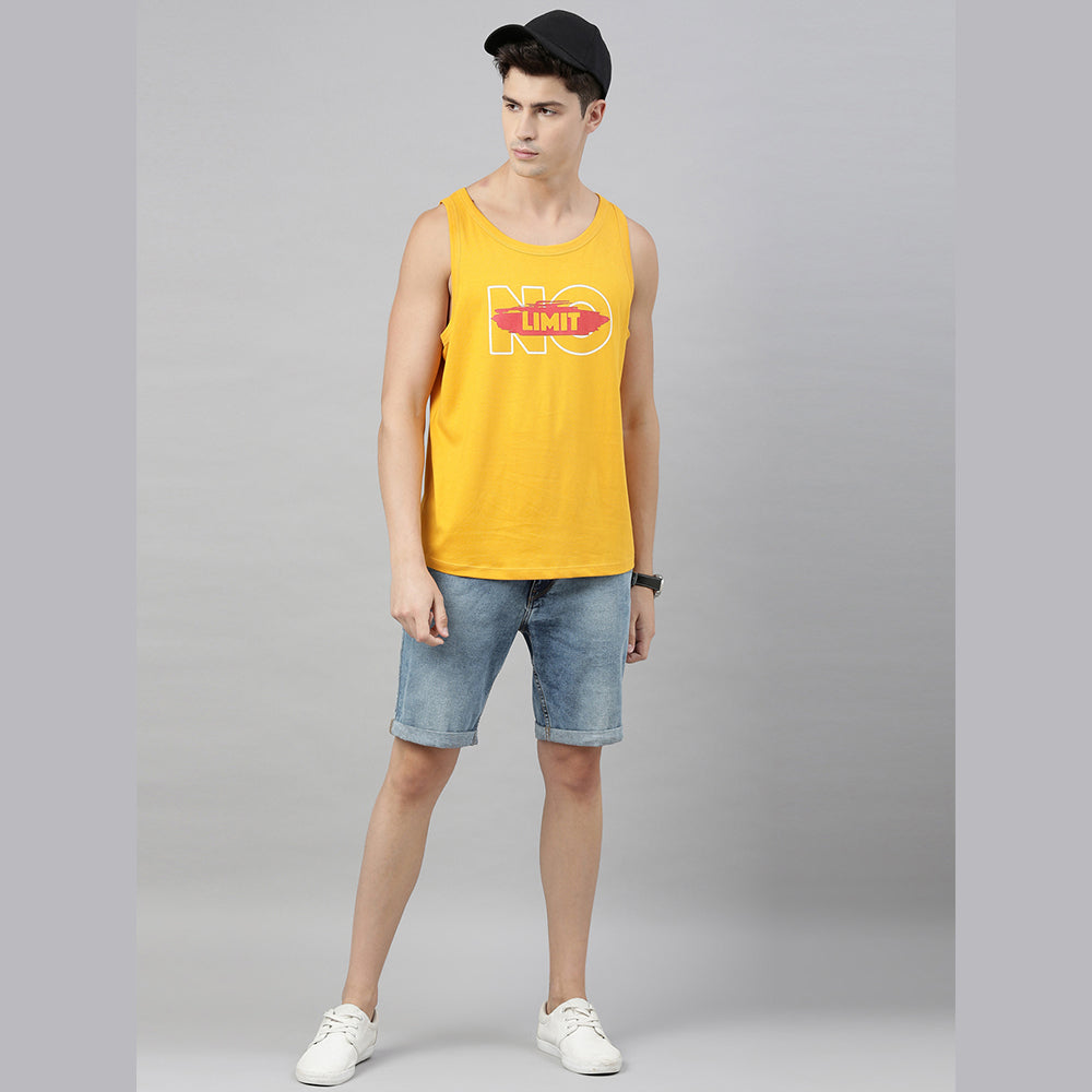 No Limit Mustard Sleeveless T-Shirt Vest Bushirt