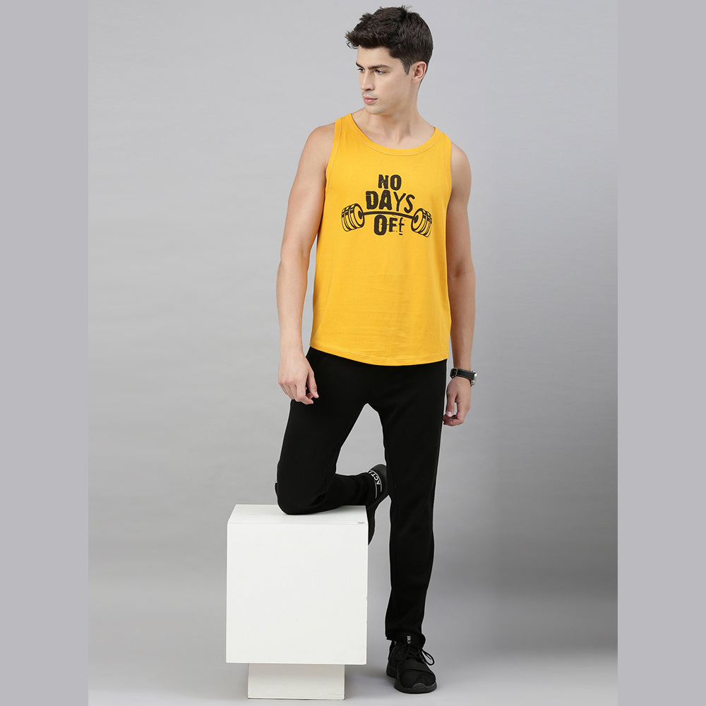 No Day Off Mustard Sleeveless T-Shirt Vest Bushirt