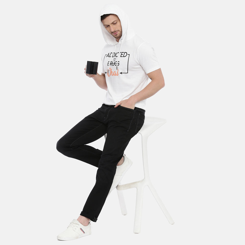 Addicted To chai Mustard Half Sleeves Hoodies Hoodies Bushirt