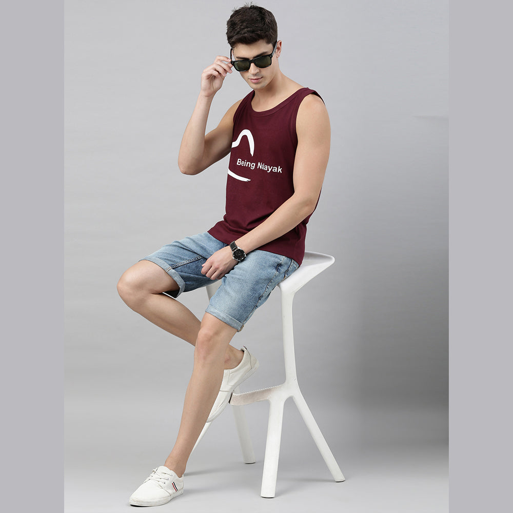 Being Nalayak Maroon Sleeveless T-Shirt Vest Bushirt