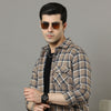 Cross Flap Camel Brown Check Shirt Checks Shirt Bushirt   