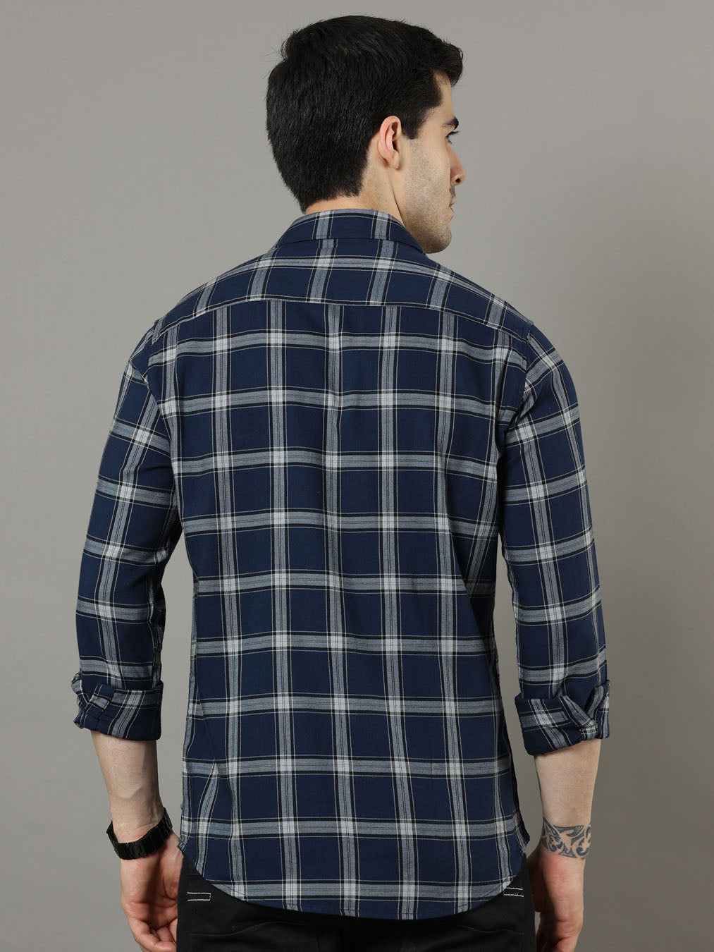 Cross Flap Blue Check Shirt Checks Shirt Bushirt   