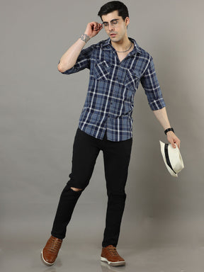 Cross Flap Light Blue Check Shirt Checks Shirt Bushirt   