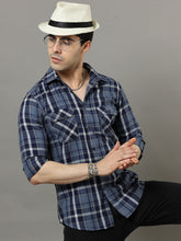 Cross Flap Light Blue Check Shirt Checks Shirt Bushirt   