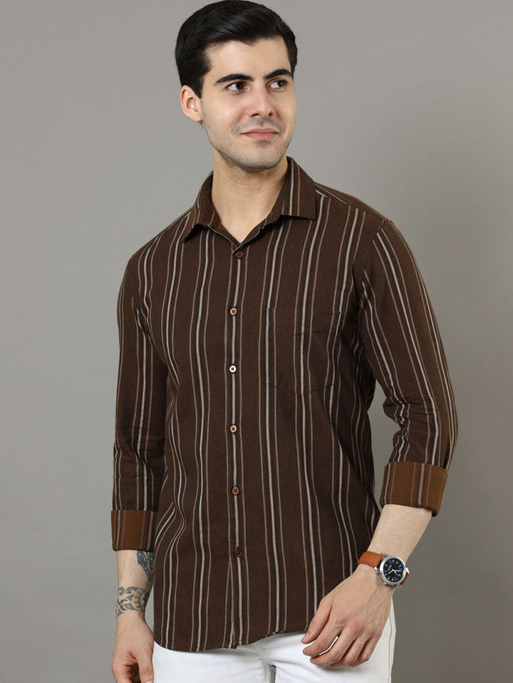 Brown Strips Shirt Stripes Shirt Bushirt   