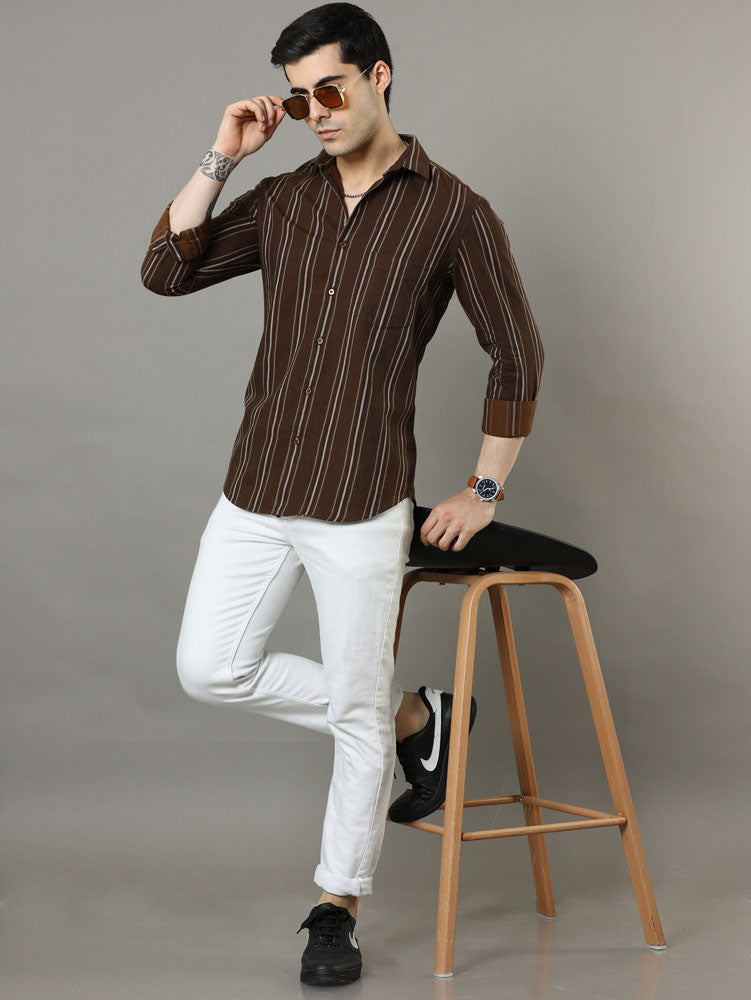 Brown Strips Shirt Strips Shirt Bushirt   