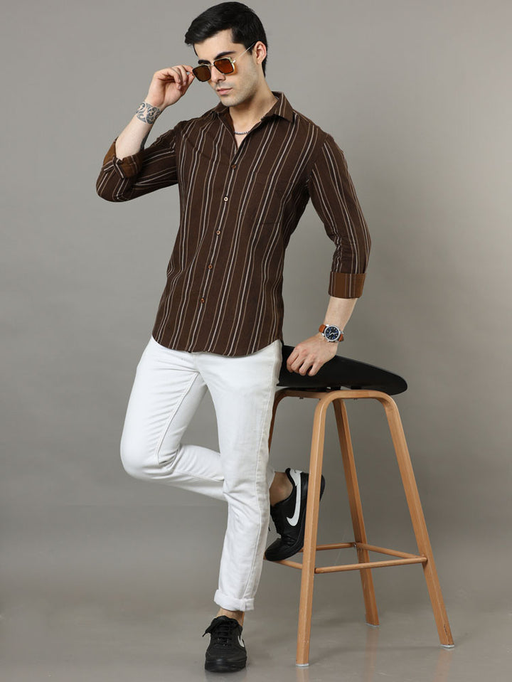Brown Strips Shirt Stripes Shirt Bushirt   