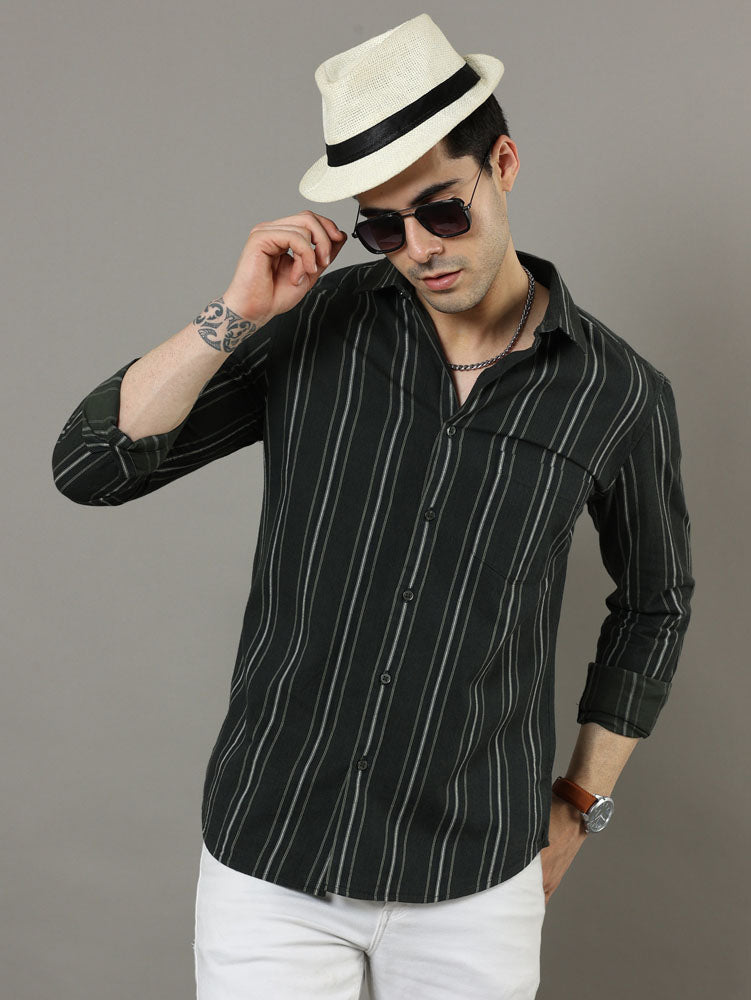 Green Strips Shirt Strips Shirt Bushirt   