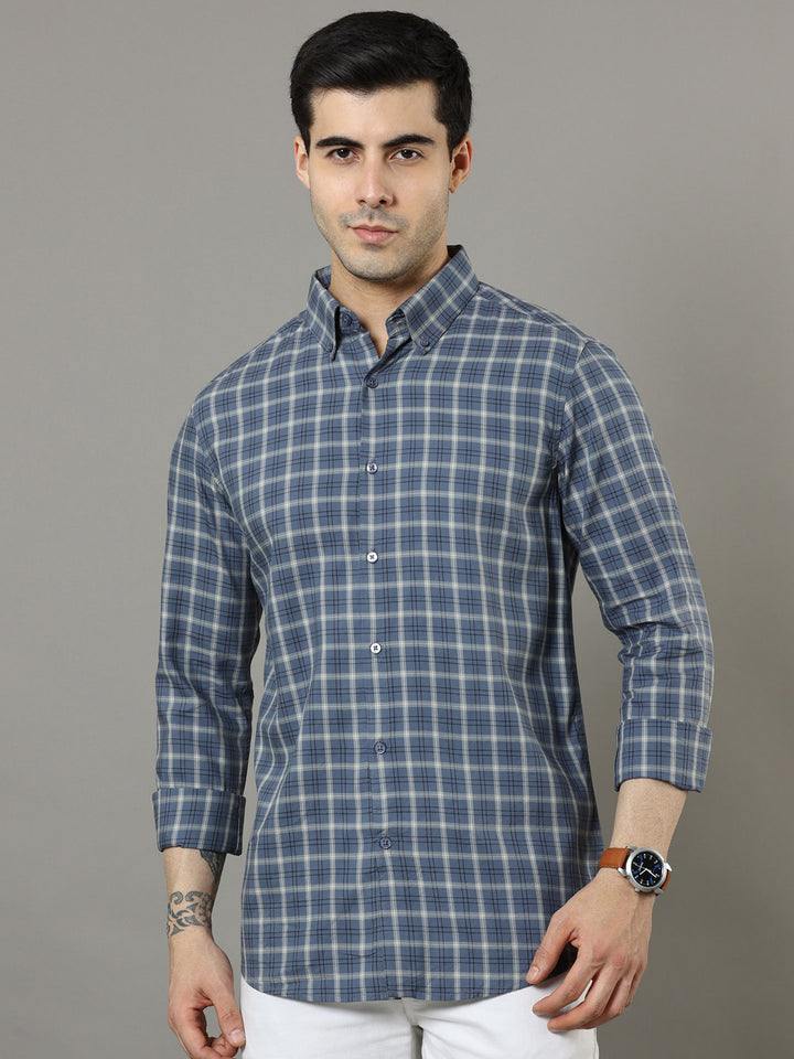 Imperial Blue Checks Shirt Checks Shirt Bushirt   