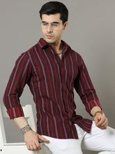 Wine Strips Shirt Strips Shirt Bushirt   