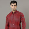 Burgundy Checks Regular Fit Shirt Checks Shirt Bushirt