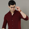 Mao Collar Maroon Solid Shirt Solid Shirt Bushirt   